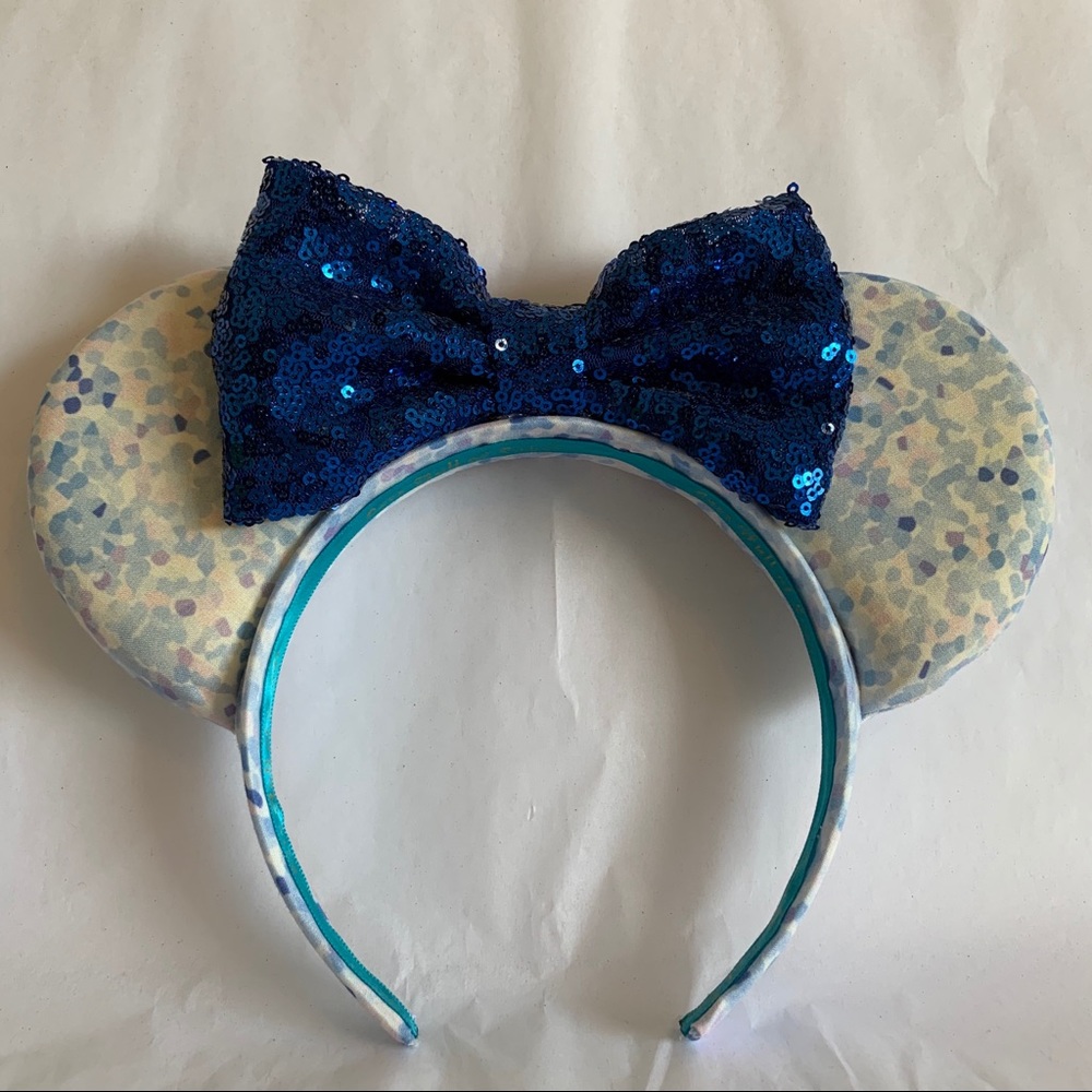 Blue Confetti Print Minnie Ears Headband